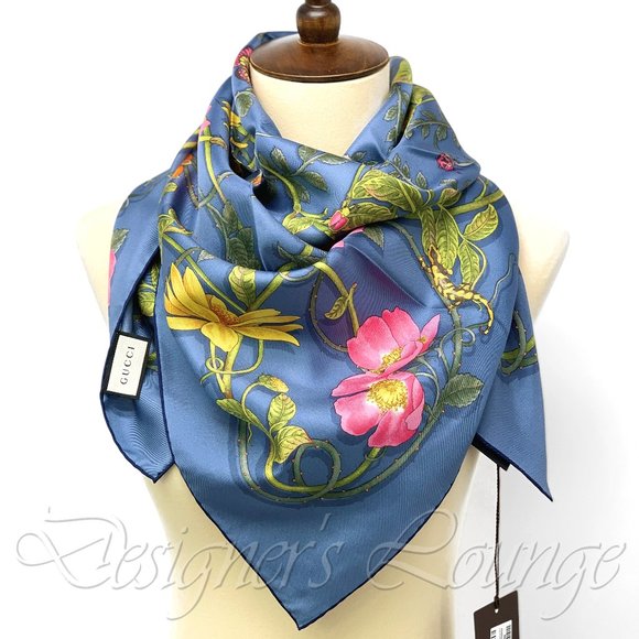 Gucci Accessories - ⚡️SOLD! NWT GUCCI Sky Blue Flower Web Silk Scarf